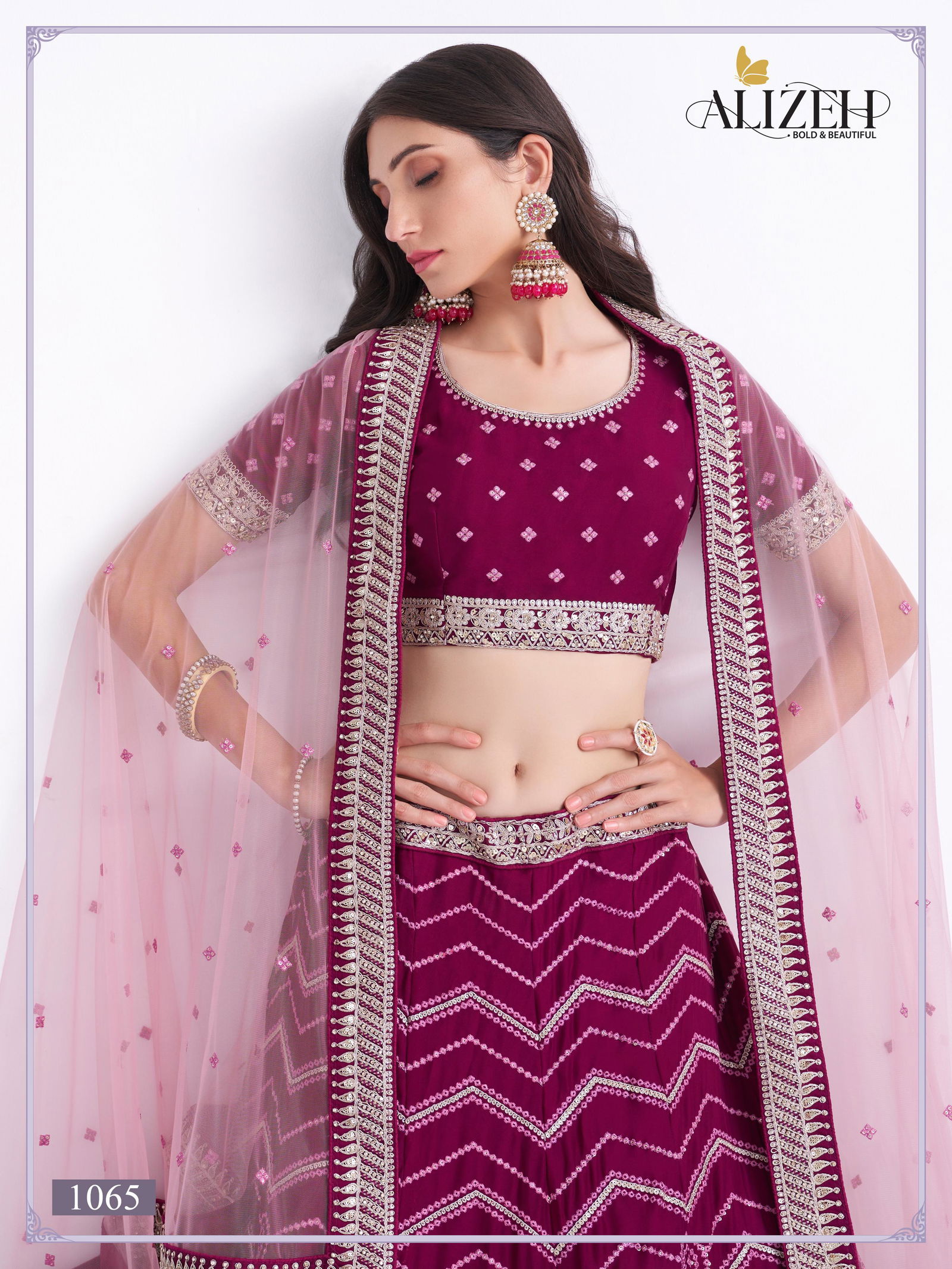 Alizeh Bridal Heritage Premium 1065 Silky Georgette Lehenga Choli Wholesale Online